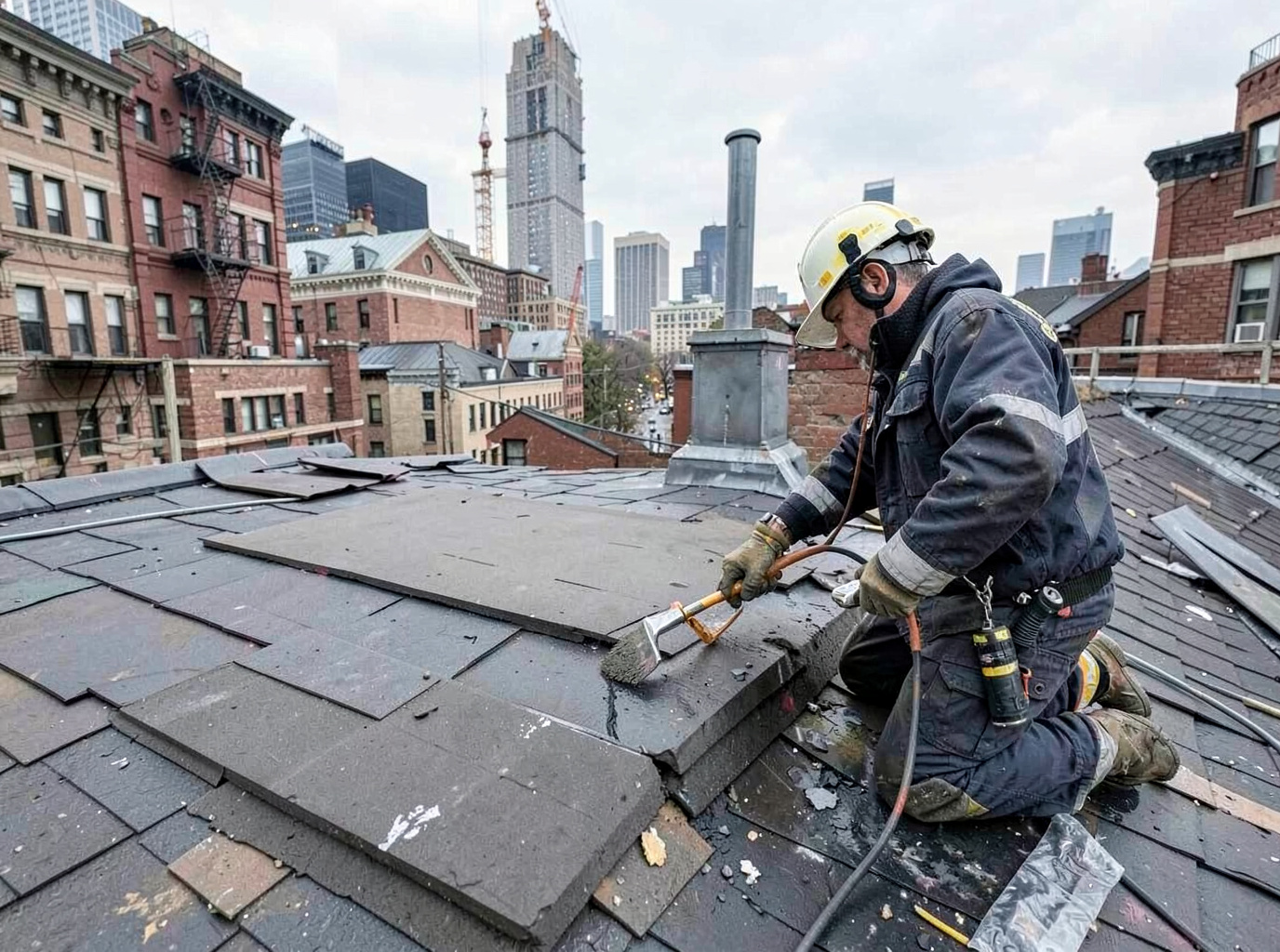 Wind Damage Roof Repair in Manhattan
